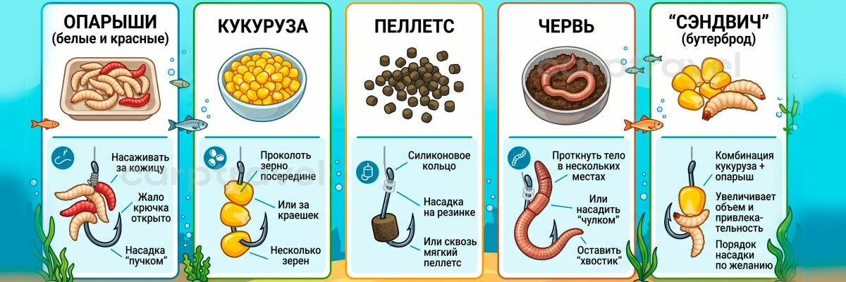 Виды наживок для летнего фидера