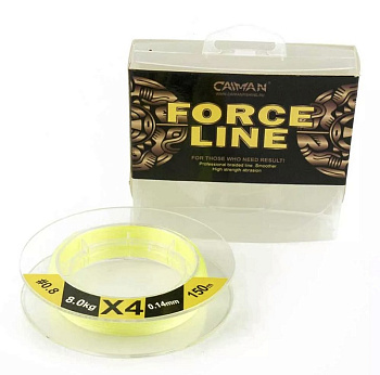 Плетеный шнур Caiman Force Line  150м 8,0кг/0,14мм (Желтый) 