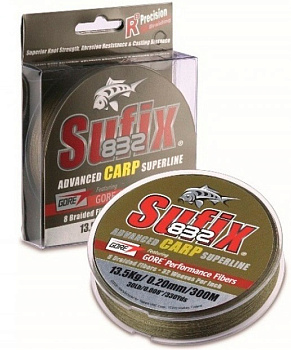 Плетеный шнур Sufix 832 Advanced Carp  300м 8,3кг/0,13мм (Зеленый) 